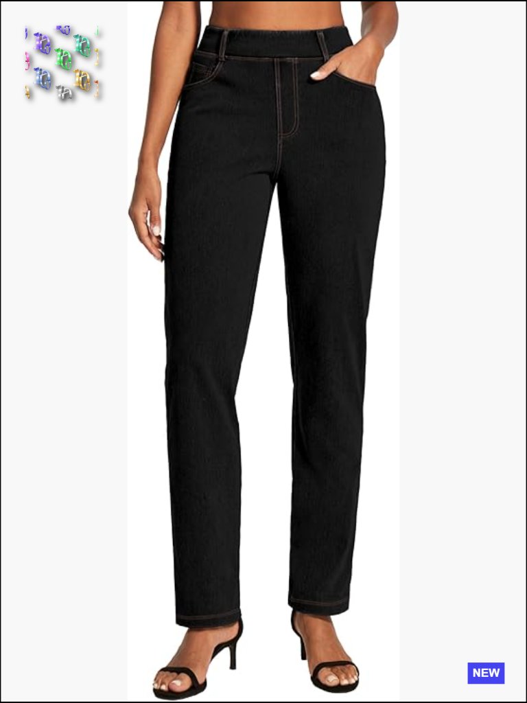 Stretchy Pull On Straight Leg Jeans High Waisted Bootcut Trendy Denim Pants